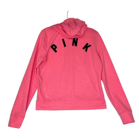 Victorias Secret PINK Y2K Hoodie Sweatshirt S Pink Full Zip Logo Barbie Lounge - Picture 2 of 6